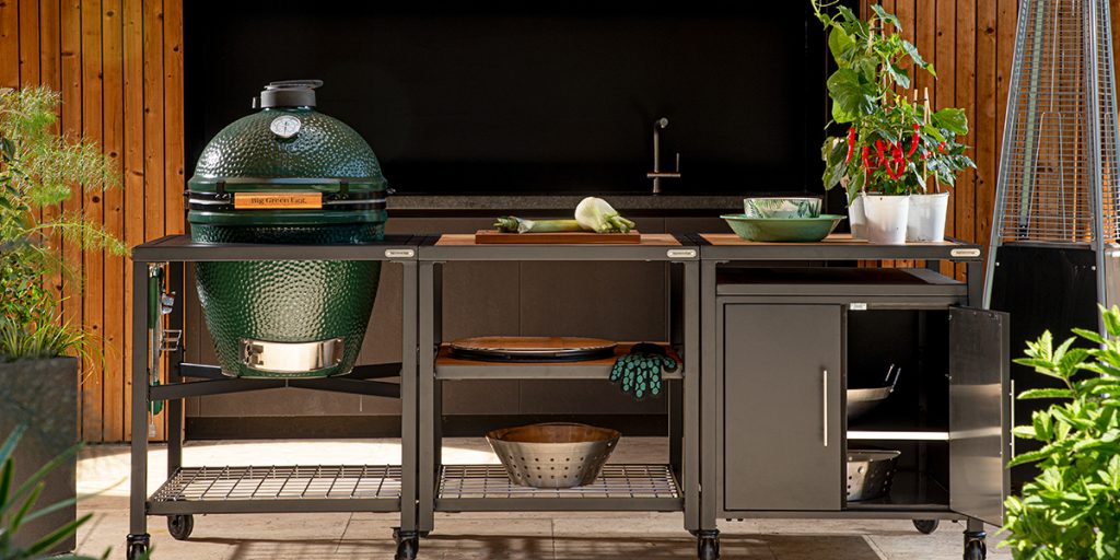 Big Green Egg L pack Start Table Modulaire + Meuble 3 étagères + Meuble placard